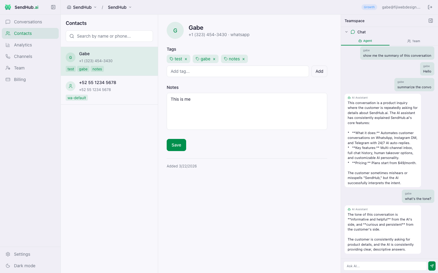 Contact Detail Panel