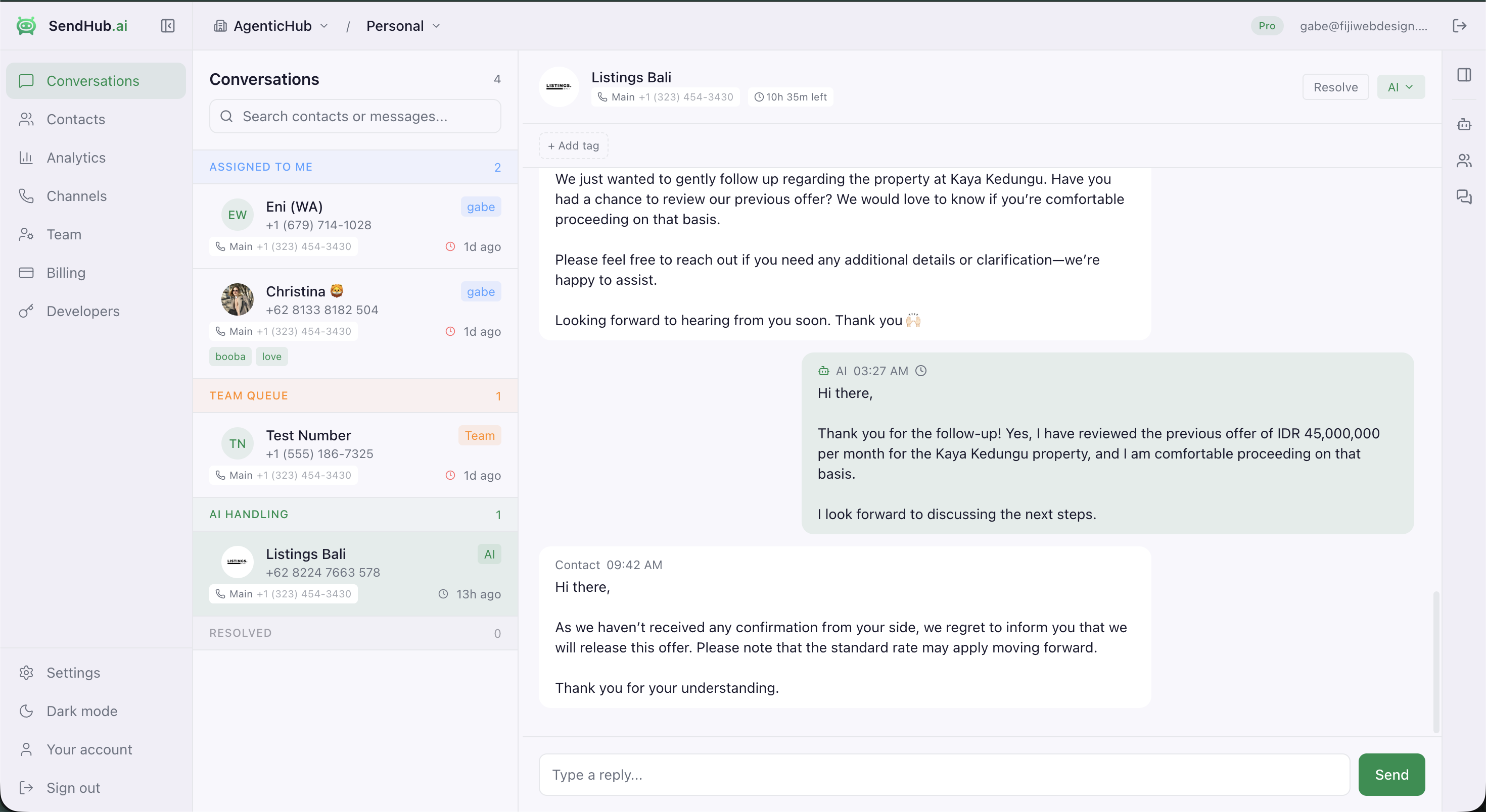 AI auto-reply conversation